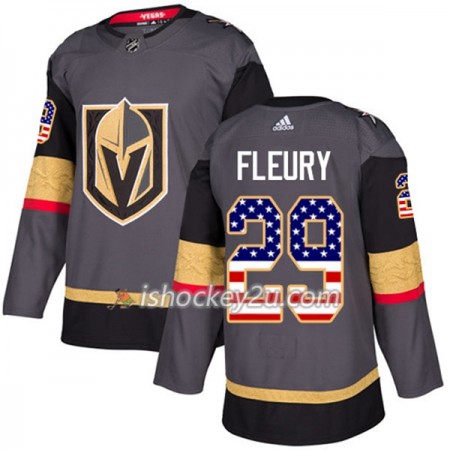 Mænd NHL Vegas Golden Knights Trøje Marc-Andre Fleury 29 Adidas 2017-2018 Grå USA Flag Fashion Authentic